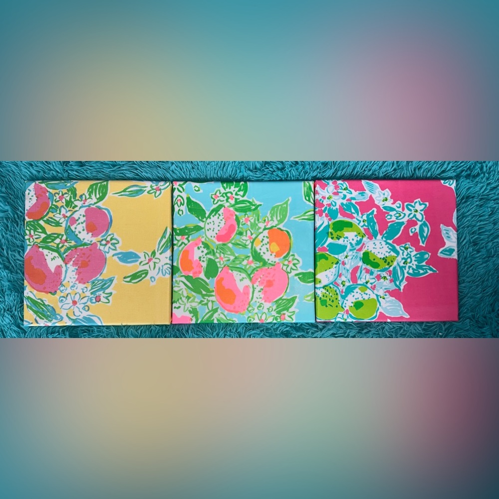 Set of 3  pink lemonade - 12x12 wall canvases